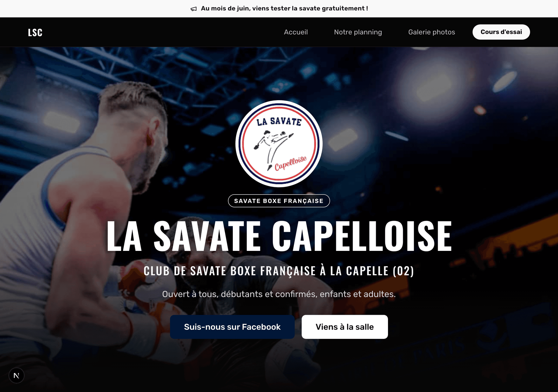 Site internet La Savate Capelloise - exemple de site internet pour club sportif
